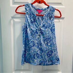 Lilly Pulitzer Blue Cotton Knit Sleeveless Top